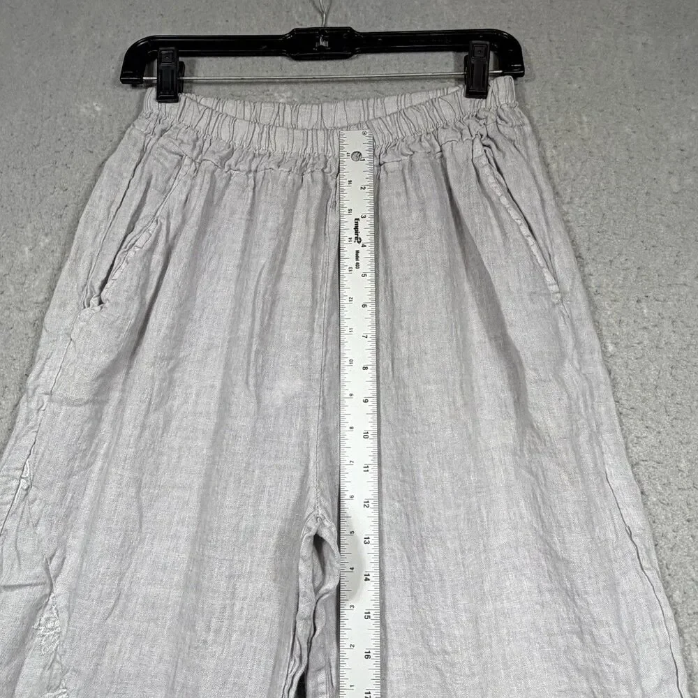 Tempo Paris Pants Women’s Size Medium 100% linen Lightweight Elastic Waistband